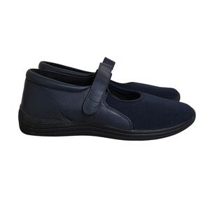 Drew Magnolia Mary Jane Women 10 WW Navy Blue Leather Orthopedic Stretch Shoes